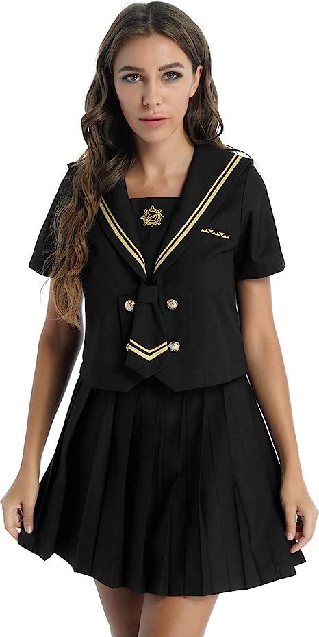 Kaerm Women Two Piece Lingerie Schoolgirls Uniform Outfits Sets Sailor