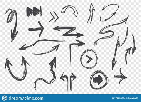 Hand Drawn Black Arrows Set Stock Vector Illustration Of Curved