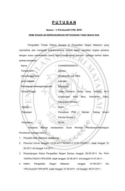putusan - Pengadilan Negeri Mataram