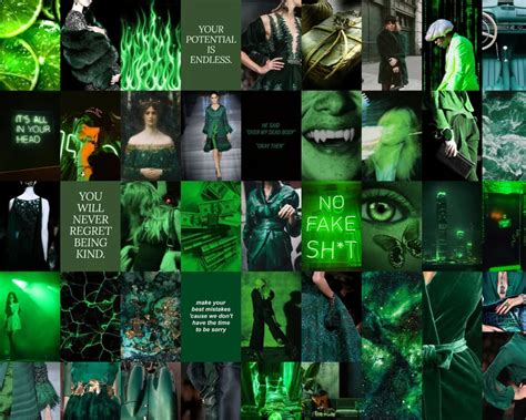 Emerald Neon Green Aesthetic Wall Collage Kit Green Obsidian Etsy