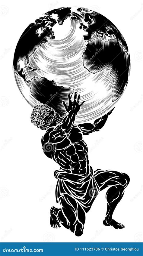 Atlas Titan Holding Globe Stock Vector Illustration Of Body 111623706