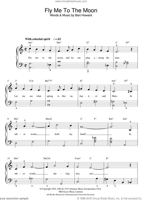 Check spelling or type a new query. Sinatra - Fly Me To The Moon (In Other Words) sheet music (beginner) for piano solo (beginners)