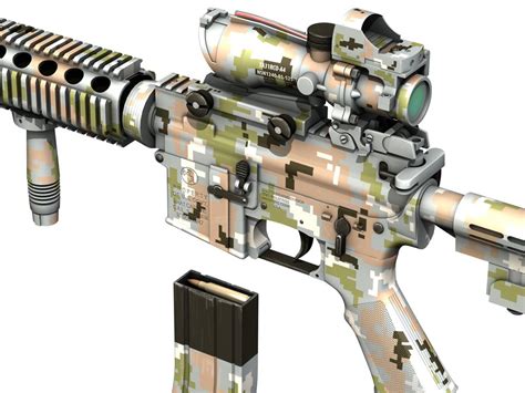 Colt M4a1 Sopmod Acog Camouflage 3d Model In Assault Rifles 3dexport
