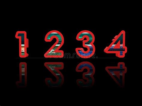 1234 Numerical Digit In 3d On A Black Background For Educational And