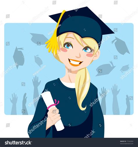 Young Blond Woman Smiling Celebrating Graduation Day Holding Diploma In