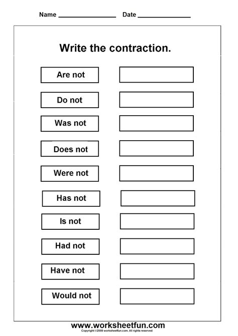 For esl (english as a second language) students. contractions worksheets Worksheet 2 | word work ...