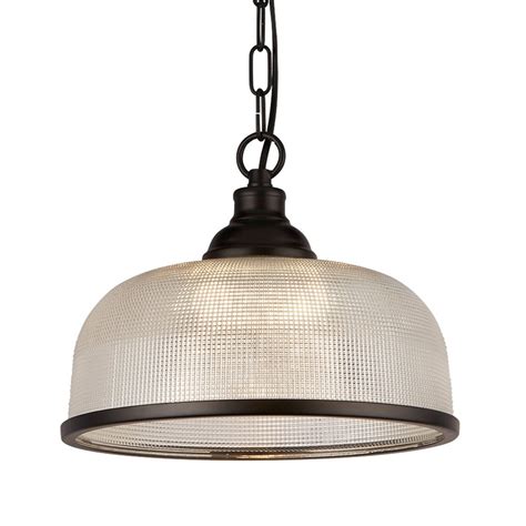 Highworth Pendant In Matt Black With Holophane Glass Shade