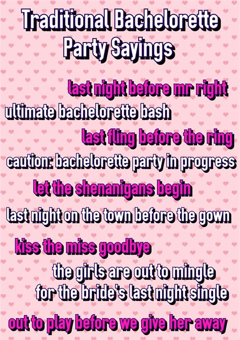 Ultimate List Of 150 Popular Bachelorette Party Sayings Bachelorette