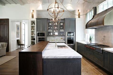 stunning kitchen features charcoal gray shaker cabinets
