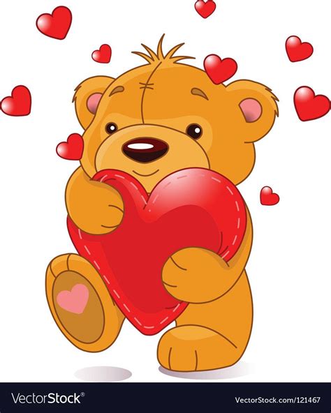 Cute Teddy Bear With Red Heart Isolated On The White Valentines Day