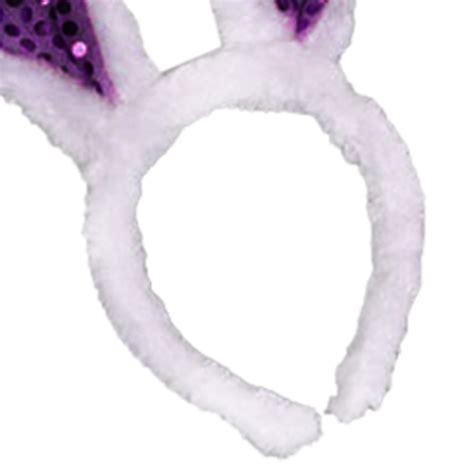 Led Light Sequins Plush Bunny Rabbit Ears Headband White Purple Lw Ebay