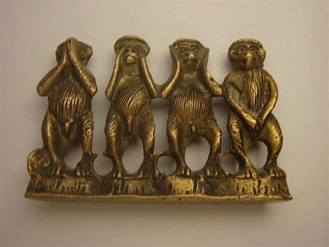 Wise Monkeys Vintage Rare Solid Brass Figurines See Speak Hear No
