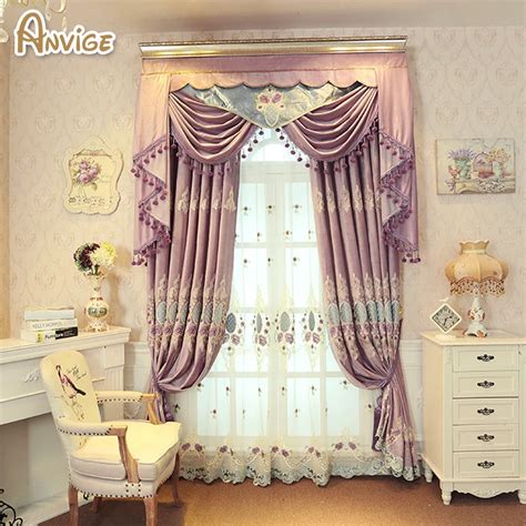Anvige Luxury Europe Style Curtains With Valance Jacquard Curtains For