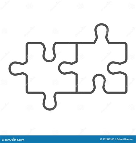 Two Puzzle Pieces Match Thin Line Icon Dating Concept Compatibility
