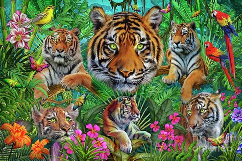 Tiger Jungle Digital Art By Mgl Meiklejohn Graphics Licensing Pixels