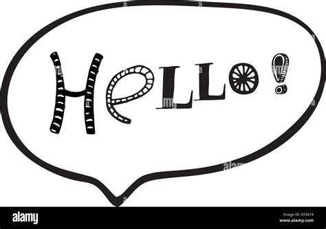Speech Bubbles With Hello Word Hand Drawn Vector Card Stock Vector