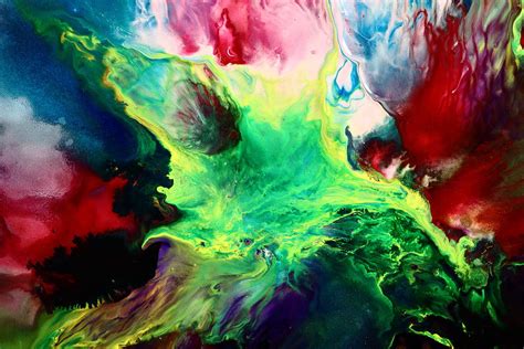 Abstract Art Colorful Bright Fluid Painting Watercolor