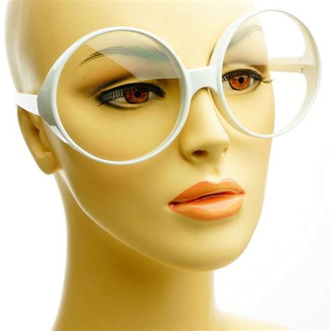 Huge Retro Vintage Style Clear Lens Large Oversized Round Eyeglasses White