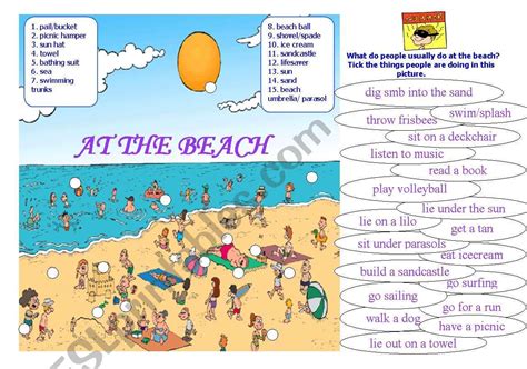 At The Beach Esl Worksheet By Lidukas Beach Esl Worksheets Worksheets