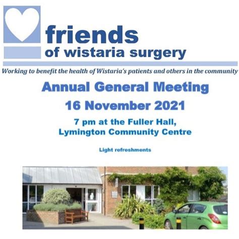 Friends Of Wistaria Surgery Agm Wistaria And Milford Surgeries