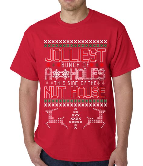 Ugly Christmas T Shirt Jolliest Bunch Of Aholes Mens T Shirt