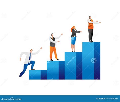 Diverse Business Team Climbing Bar Chart Towards Success Corporate