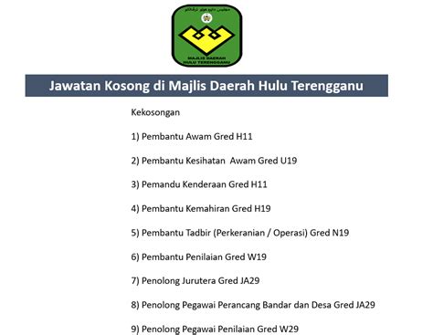Maybe you would like to learn more about one of these? Jawatan Kosong di Majlis Daerah Hulu Terengganu | Malaysia ...