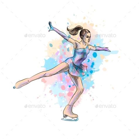 Abstract Winter Sport Figure Skating Girl From Sports Drawings