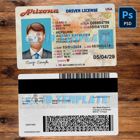 Arizona Driver License Psd Template Driving License Template