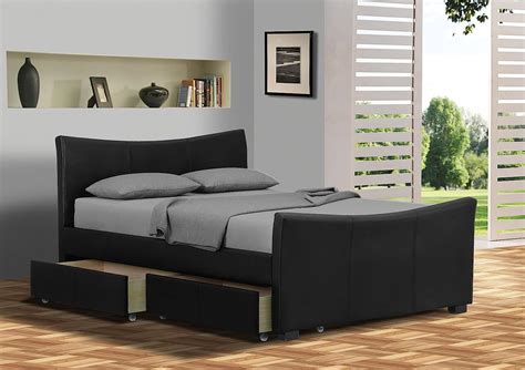 Turin 5ft Kingsize Faux Leather Bed Frame Only In Black Bedroom Furniture 215 L X 159 W X 97cm