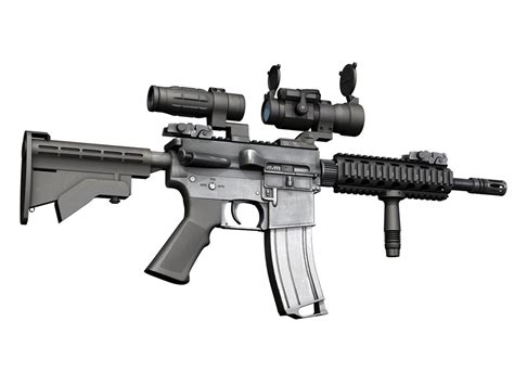 Colt M4a1 Sopmod Aimpoint 3d Model In Assault Rifles 3dexport