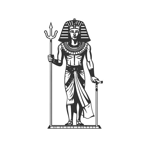 Altes ägypten Trägt Einen Anzug Vintage Logo Linie Kunstkonzept