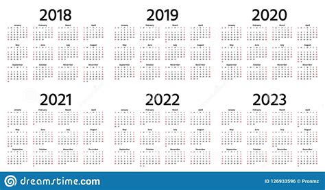 Vector Calendar Template 2018 2019 And 2020 Years