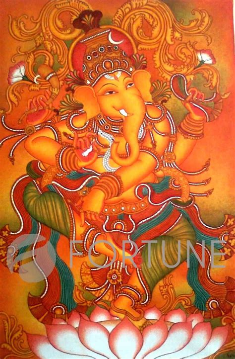 Lord Ganesha Kerala Mural Painting Canvas Rolled Wall Decor Etsy Ireland