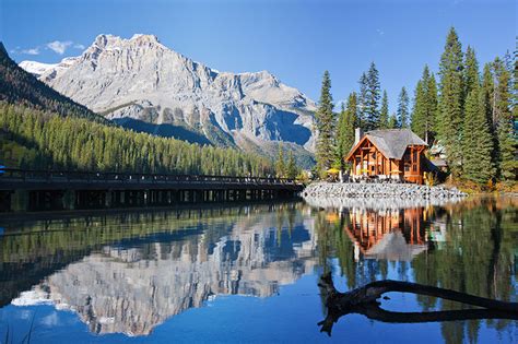 Reflection Of Rockies And Emerald Lake House Canada Wall Mural