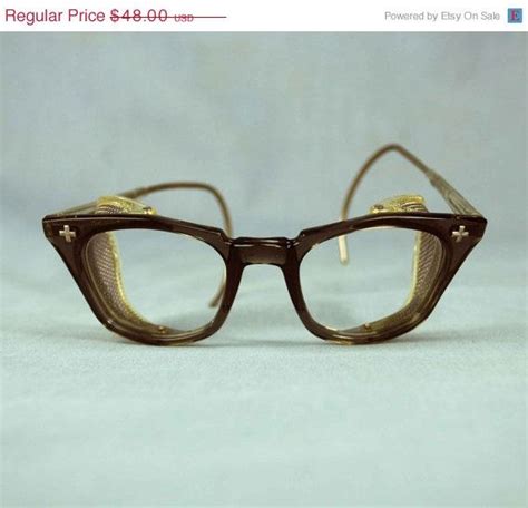 Vintage Bandl Safety Glasses 1950s Horn Rimmed Industrial Eyewear With Side Safety Panels Wire