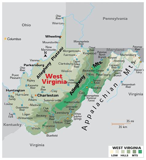 Map Of West Virginia Wv Cities And Towns Printable City Maps
