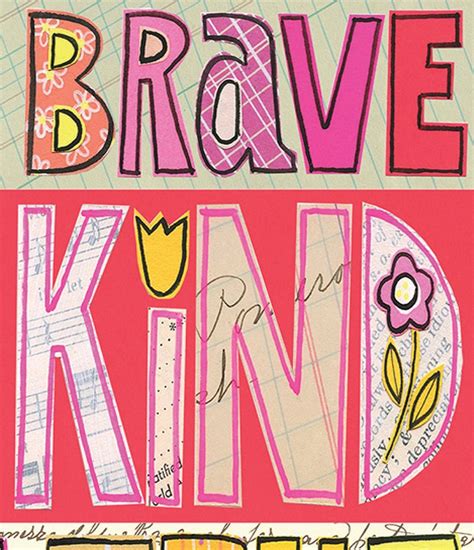 Be Brave Be Kind Pink Inspirational 11x14 Giclee Print Etsy