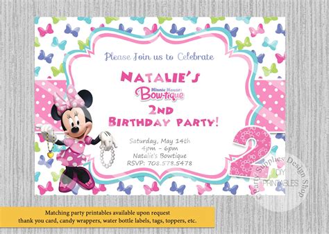 Bowtique Minnie Mouse Birthday Invitations Minnie Birthday