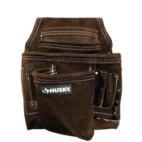 Husky 11 In 10 Pocket Suede Leather Carpenter Tool Bag Hd413362 The