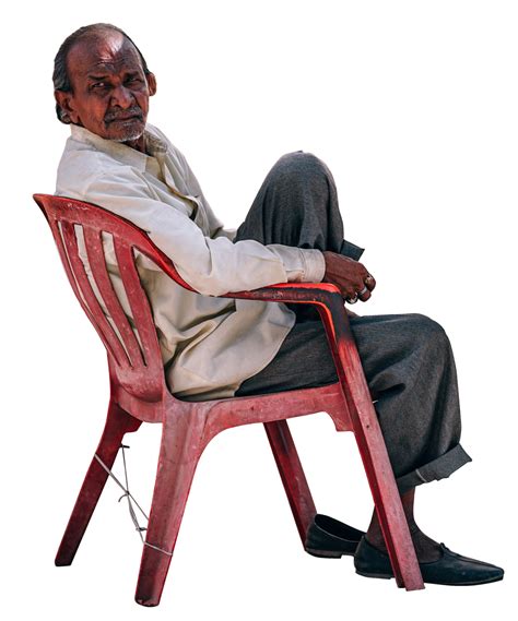 Old Man Sitting Onabroken Chair Relaxed Leisure Time Indian