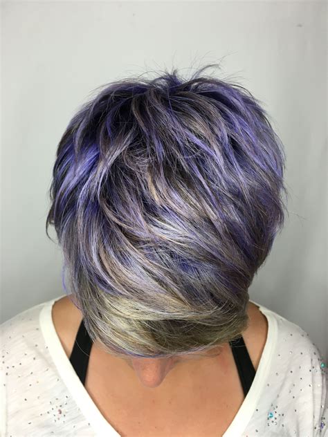 Purple Gray Hair Short Caterina Madrid