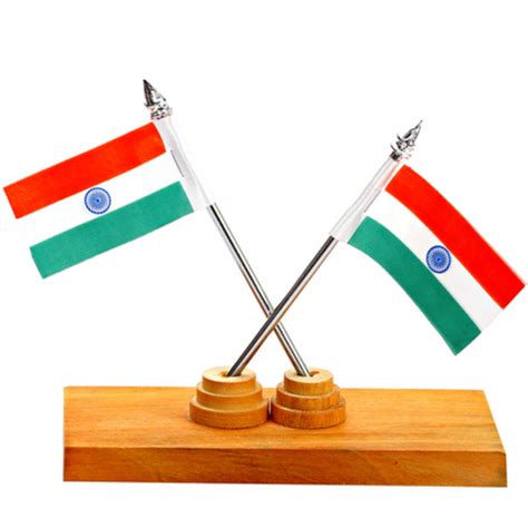 Buy 2 National Flags Stand In Wood Online