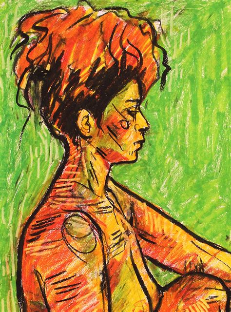 Colorful Female Handmade Nude Art Oil Pastel On Paper Etsy