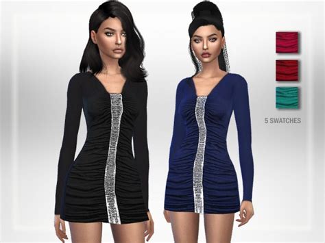 The Sims Resource Ruched Dress By Puresim Sims 4 Downloads