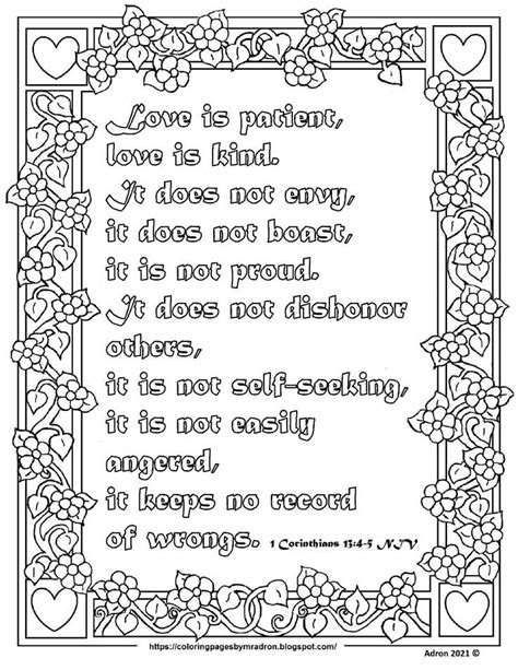 1 Corinthians 13 3 4 Free Print And Color Page Verses From The Love