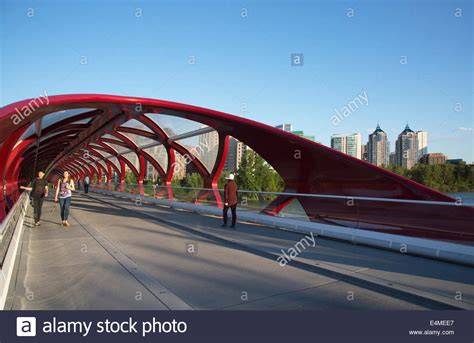 Pedestrians Crossing The Peace Bridge Which Connects Sunnyside North Of