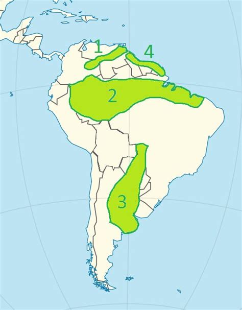 Niziny Ameryki Południowej Mapa 1 Nizina Orinoko 2 Nizina Amazonki