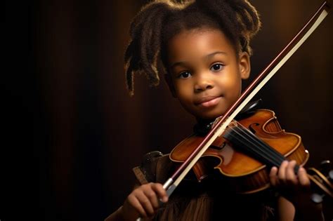 Premium Ai Image Talented Black Girl Plays Violin