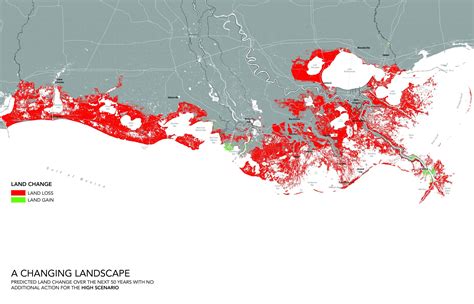 2017 High Scenario Fwoa Land Loss Map Restore The Mississippi River Delta